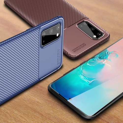 Samsung Galaxy S20 Kılıf Silikon Parmak İzi Bırakmayan Karbon Soft Negro Kapak - Lacivert