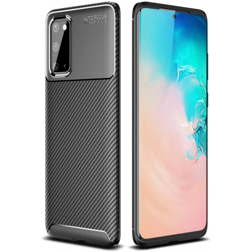 Samsung Galaxy S20 Kılıf Silikon Parmak İzi Bırakmayan Karbon Soft Negro Kapak - Siyah