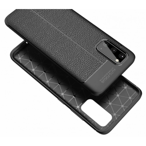 Samsung Galaxy S20 Kılıf Deri Görünümlü Lüks Parmak İzi Bırakmaz Niss Silikon Kapak - Siyah