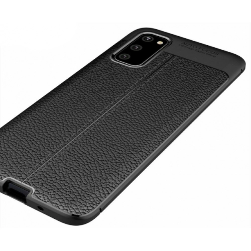 Samsung Galaxy S20 Kılıf Deri Görünümlü Lüks Parmak İzi Bırakmaz Niss Silikon Kapak - Siyah