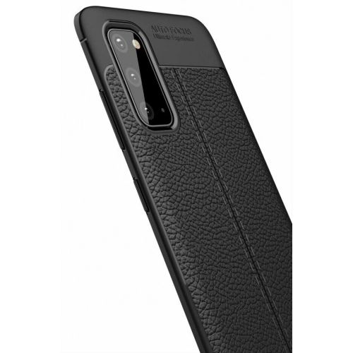 Samsung Galaxy S20 Kılıf Deri Görünümlü Lüks Parmak İzi Bırakmaz Niss Silikon Kapak - Lacivert