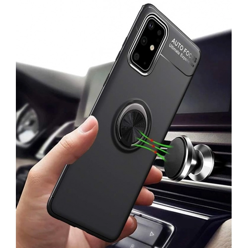 Samsung Galaxy S20 Plus Kılıf Renkli Silikon Yüzüklü Standlı Auto Focus Ravel Kapak - Rose Gold