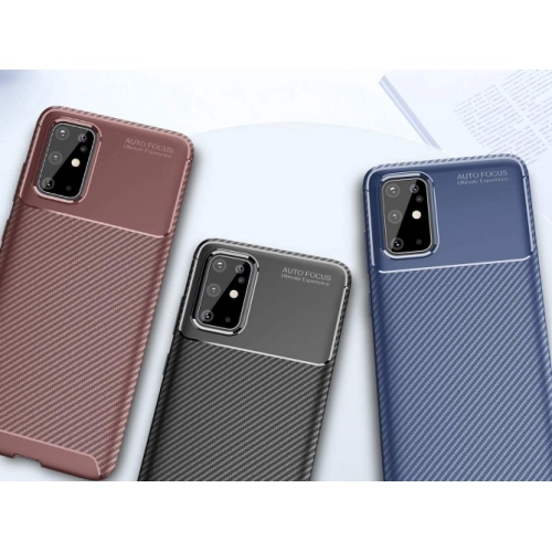 Samsung Galaxy S20 Plus Kılıf Silikon Parmak İzi Bırakmayan Karbon Soft Negro Kapak - Siyah