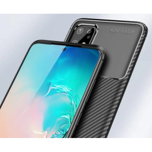 Samsung Galaxy S20 Plus Kılıf Silikon Parmak İzi Bırakmayan Karbon Soft Negro Kapak - Lacivert