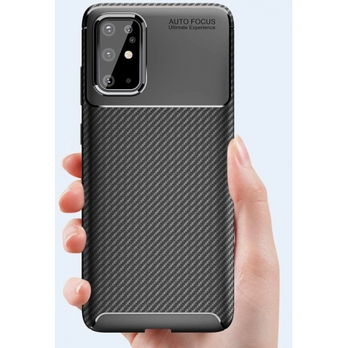 Samsung Galaxy S20 Plus Kılıf Silikon Parmak İzi Bırakmayan Karbon Soft Negro Kapak - Siyah