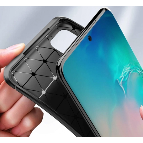 Samsung Galaxy S20 Plus Kılıf Silikon Parmak İzi Bırakmayan Karbon Soft Negro Kapak - Siyah