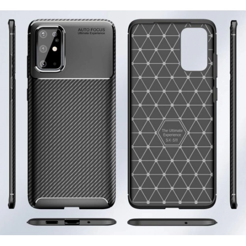 Samsung Galaxy S20 Plus Kılıf Silikon Parmak İzi Bırakmayan Karbon Soft Negro Kapak - Lacivert