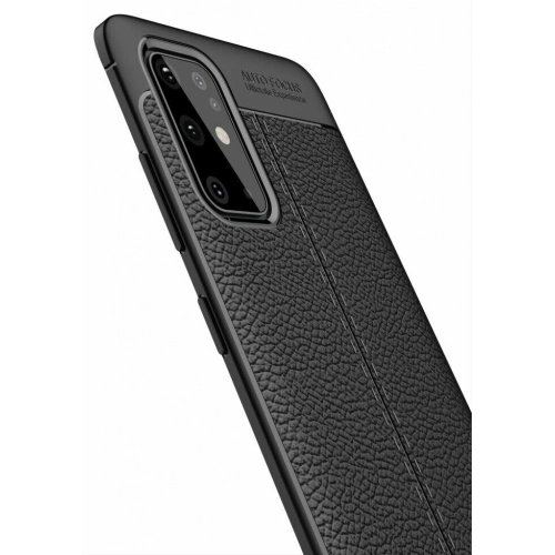 Samsung Galaxy S20 Plus Kılıf Deri Görünümlü Lüks Parmak İzi Bırakmaz Niss Silikon Kapak - Lacivert