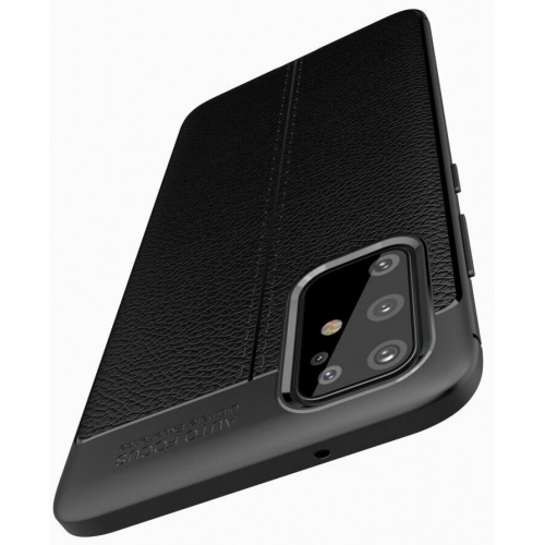 Samsung Galaxy S20 Plus Kılıf Deri Görünümlü Lüks Parmak İzi Bırakmaz Niss Silikon Kapak - Siyah