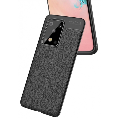 Samsung Galaxy S20 Ultra Kılıf Deri Görünümlü Lüks Parmak İzi Bırakmaz Niss Silikon Kapak - Lacivert