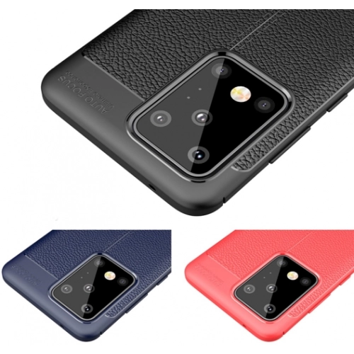 Samsung Galaxy S20 Ultra Kılıf Deri Görünümlü Lüks Parmak İzi Bırakmaz Niss Silikon Kapak - Siyah