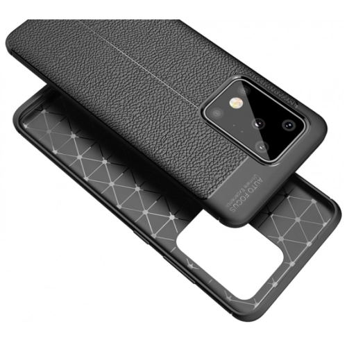 Samsung Galaxy S20 Ultra Kılıf Deri Görünümlü Lüks Parmak İzi Bırakmaz Niss Silikon Kapak - Lacivert