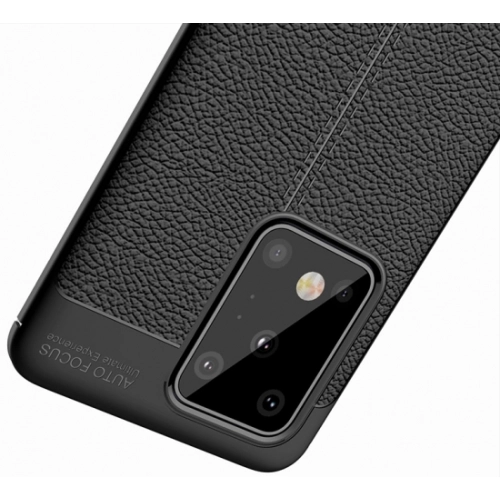 Samsung Galaxy S20 Ultra Kılıf Deri Görünümlü Lüks Parmak İzi Bırakmaz Niss Silikon Kapak - Lacivert