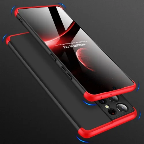 Samsung Galaxy S21 Ultra Kılıf 3 Parçalı 360 Tam Korumalı Rubber AYS Kapak - Kırmızı