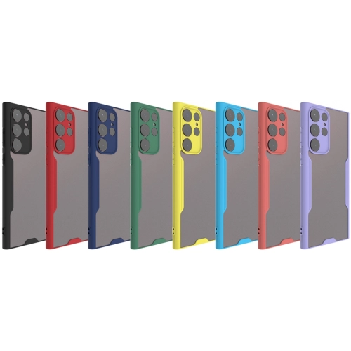 Samsung Galaxy S22 Ultra Kılıf Renkli Silikon Kamera Lens Korumalı Şeffaf Parfe Kapak - Yeşil