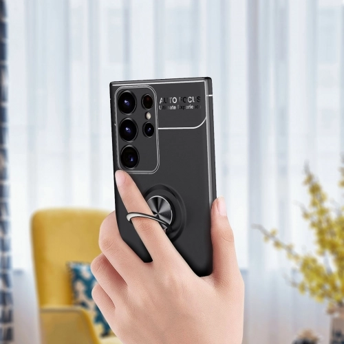 Samsung Galaxy S23 Ultra Kılıf Renkli Silikon Yüzüklü Standlı Auto Focus Ravel Kapak - Mavi