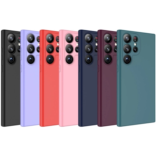 Samsung Galaxy S23 Ultra Kılıf İçi Kadife Mat Mara Lansman Silikon Kapak - Mürdüm