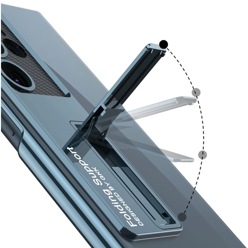 Samsung Galaxy S23 Ultra Kılıf Kamera Korumalı Şeffaf Tasarımlı Lego Standlı Kapak - Siyah