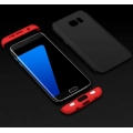 Samsung Galaxy S7 Edge Kılıf 3 Parçalı 360 Tam Korumalı Rubber AYS Kapak  - Kırmızı - Siyah
