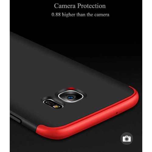 Samsung Galaxy S7 Edge Kılıf 3 Parçalı 360 Tam Korumalı Rubber AYS Kapak - Kırmızı - Siyah
