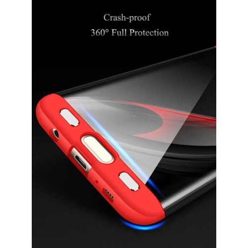 Samsung Galaxy S7 Edge Kılıf 3 Parçalı 360 Tam Korumalı Rubber AYS Kapak - Kırmızı - Siyah