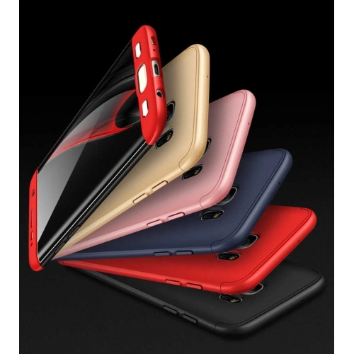 Samsung Galaxy S7 Edge Kılıf 3 Parçalı 360 Tam Korumalı Rubber AYS Kapak  - Kırmızı - Siyah