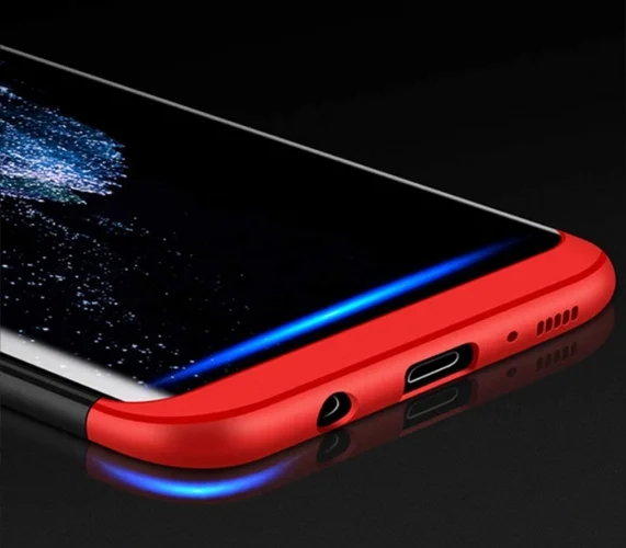 Samsung Galaxy S8 Kılıf 3 Parçalı 360 Tam Korumalı Rubber AYS Kapak  - Kırmızı