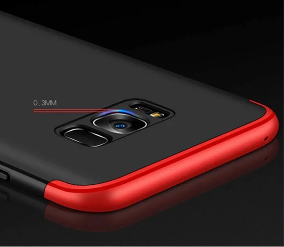 Samsung Galaxy S8 Kılıf 3 Parçalı 360 Tam Korumalı Rubber AYS Kapak  - Kırmızı - Siyah