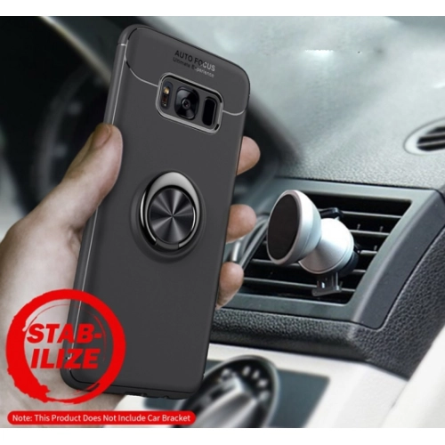 Samsung Galaxy S8 Kılıf Renkli Silikon Yüzüklü Standlı Auto Focus Ravel Kapak - Mavi