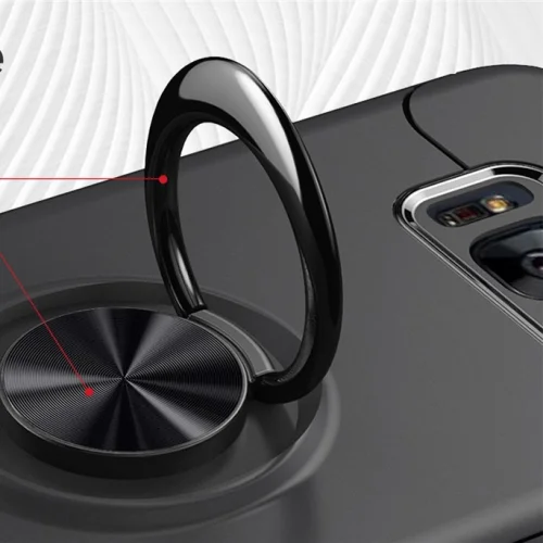 Samsung Galaxy S8 Kılıf Auto Focus Serisi Soft Premium Standlı Yüzüklü Kapak - Kırmızı - Siyah