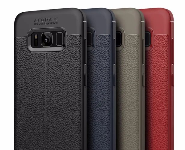 Samsung Galaxy S8 Kılıf Deri Görünümlü Parmak İzi Bırakmaz Niss Silikon - Siyah