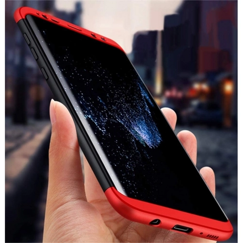 Samsung Galaxy S8 Plus Kılıf 3 Parçalı 360 Tam Korumalı Rubber AYS Kapak - Kırmızı - Siyah