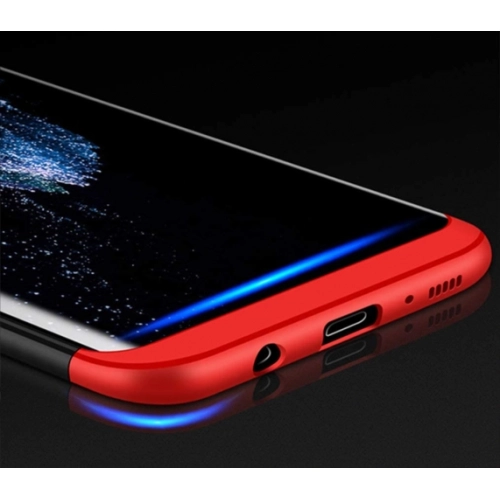 Samsung Galaxy S8 Plus Kılıf 3 Parçalı 360 Tam Korumalı Rubber AYS Kapak - Kırmızı - Siyah