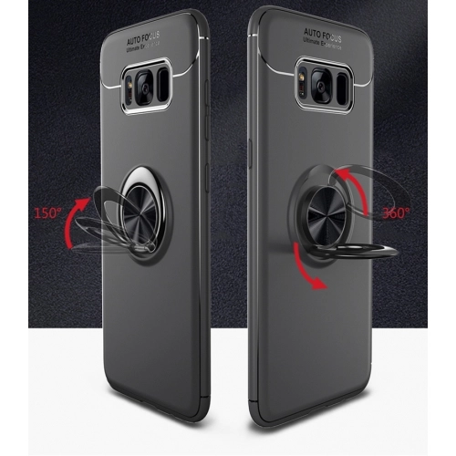 Samsung Galaxy S8 Plus Kılıf Renkli Silikon Yüzüklü Standlı Auto Focus Ravel Kapak - Siyah