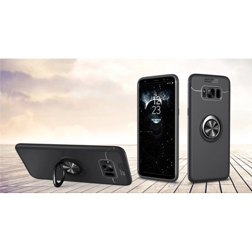 Samsung Galaxy S8 Plus Kılıf Renkli Silikon Yüzüklü Standlı Auto Focus Ravel Kapak - Rose Gold