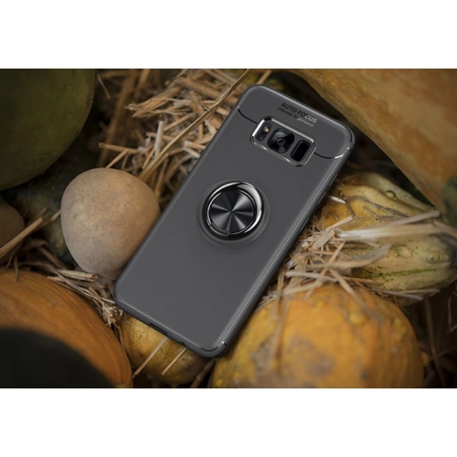 Samsung Galaxy S8 Plus Kılıf Renkli Silikon Yüzüklü Standlı Auto Focus Ravel Kapak - Siyah