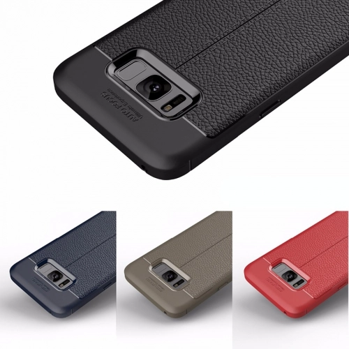 Samsung Galaxy S8 Plus Kılıf Deri Görünümlü Lüks Parmak İzi Bırakmaz Niss Silikon Kapak - Siyah