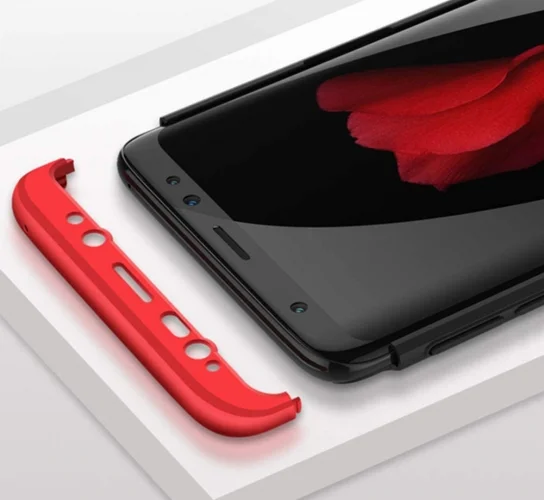 Samsung Galaxy S9 Kılıf 3 Parçalı 360 Tam Korumalı Rubber AYS Kapak  - Kırmızı