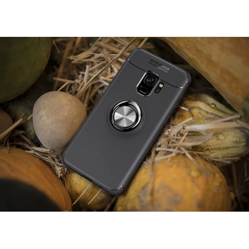 Samsung Galaxy S9 Kılıf Renkli Silikon Yüzüklü Standlı Auto Focus Ravel Kapak - Kırmızı - Siyah