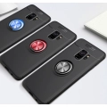 Samsung Galaxy S9 Kılıf Renkli Silikon Yüzüklü Standlı Auto Focus Ravel Kapak - Kırmızı - Siyah