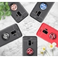 Samsung Galaxy S9 Kılıf Renkli Silikon Yüzüklü Standlı Auto Focus Ravel Kapak - Kırmızı - Siyah