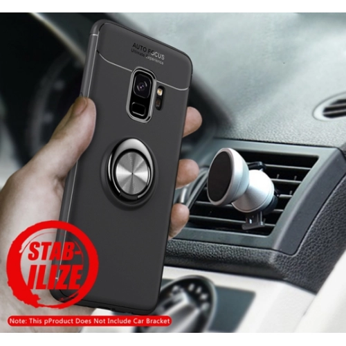 Samsung Galaxy S9 Kılıf Renkli Silikon Yüzüklü Standlı Auto Focus Ravel Kapak - Kırmızı - Siyah