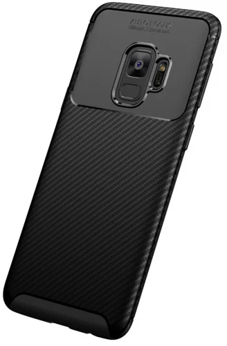 Samsung Galaxy S9 Kılıf Karbon Serisi Mat Fiber Silikon Negro Kapak - Siyah