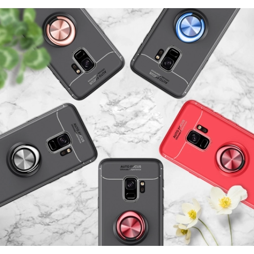 Samsung Galaxy S9 Plus Kılıf Renkli Silikon Yüzüklü Standlı Auto Focus Ravel Kapak - Mavi