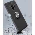 Samsung Galaxy S9 Plus Kılıf Renkli Silikon Yüzüklü Standlı Auto Focus Ravel Kapak - Siyah