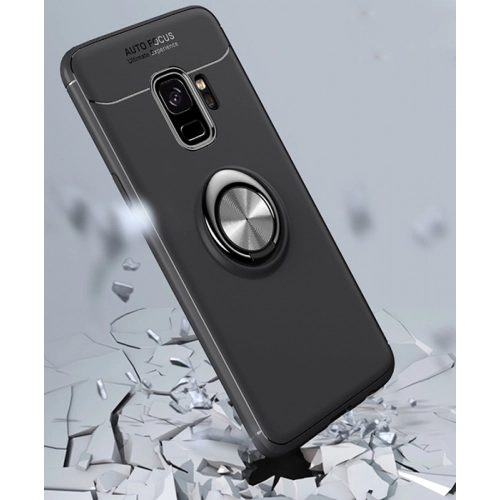 Samsung Galaxy S9 Plus Kılıf Renkli Silikon Yüzüklü Standlı Auto Focus Ravel Kapak - Siyah