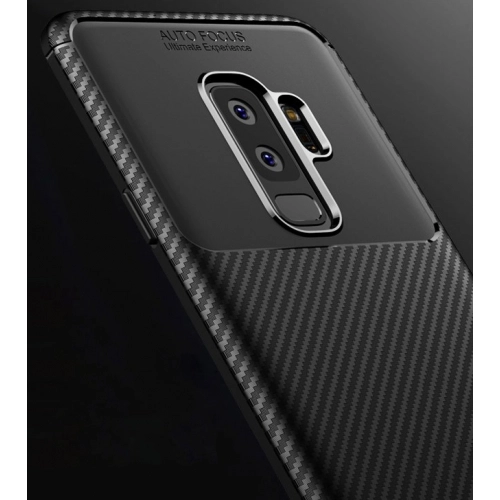 Samsung Galaxy S9 Plus Kılıf Silikon Parmak İzi Bırakmayan Karbon Soft Negro Kapak - Siyah