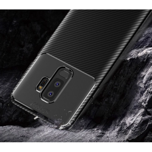 Samsung Galaxy S9 Plus Kılıf Silikon Parmak İzi Bırakmayan Karbon Soft Negro Kapak - Siyah