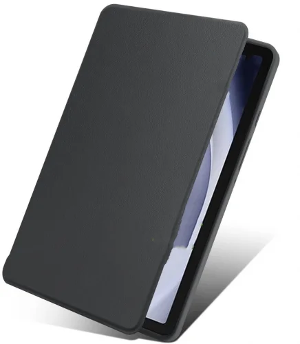 Samsung Galaxy Tab A9 Plus Tablet Kılıfı Termik Kalem Bölmeli Dönebilen Standlı Kapak - Gri