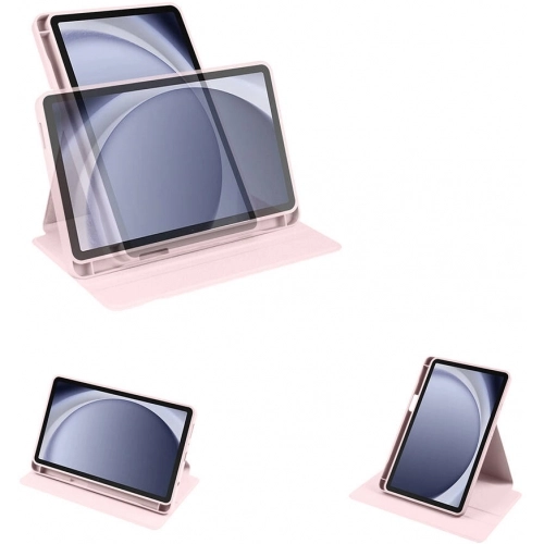 Samsung Galaxy Tab A9 Plus Tablet Kılıfı Termik Kalem Bölmeli Dönebilen Standlı Kapak - Gri